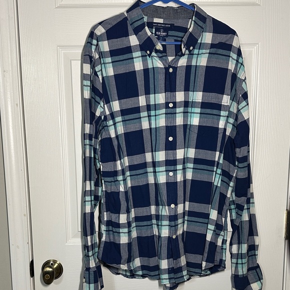 Old Navy Other - Old Navy Men's Blue and White Checkered Shirt 2XL Slim Fit